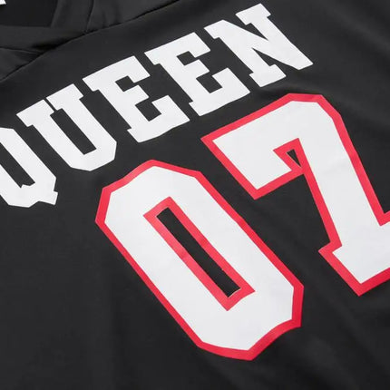 2024 New Fashion V-Neck Queen Letters Print Dress Short Sleeve Basketball Sporty Style Sexy Loose Female Clothing Streetwear