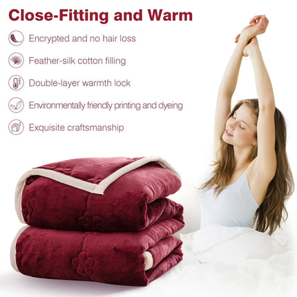 Extra Thick Blanket for Sofa Recliner Bed Warm 3 Layers Flannel Blanket for Winter , Plush Quilt Breathable Velvet Comforter