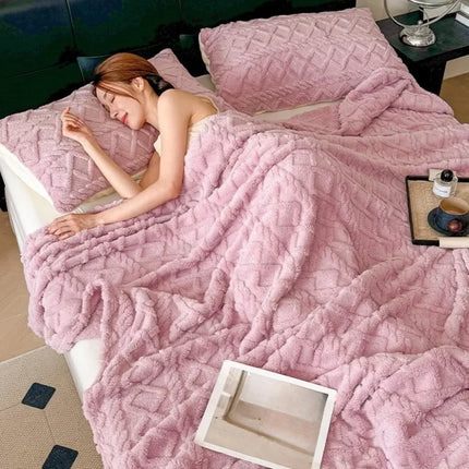 1pc Super Soft Coral Velvet Blankets for Winter Thick Soft Bedspread Warm Plaids