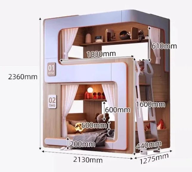 wood Upper and lower high and low bunk beds
