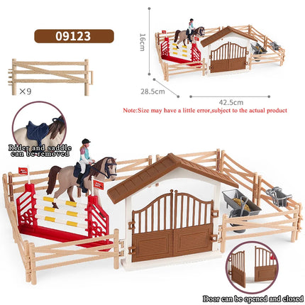 Farm Stable House Horseman Farmer Poultry Horse Animals Figurine Cute Kids Toy Gift