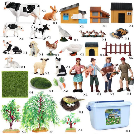 Farm House Model Action Figures Farmer Motorcycle Cow
