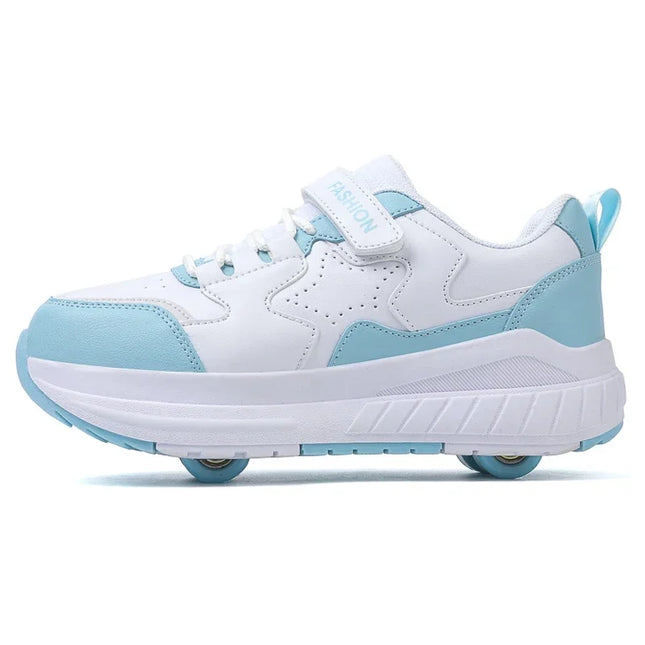 Kids Roller Skate Shoes Running Boys Girls Outdoor Detachable 4 Wheels Children Fashion Deformation Casual Parkour Skating Shoes