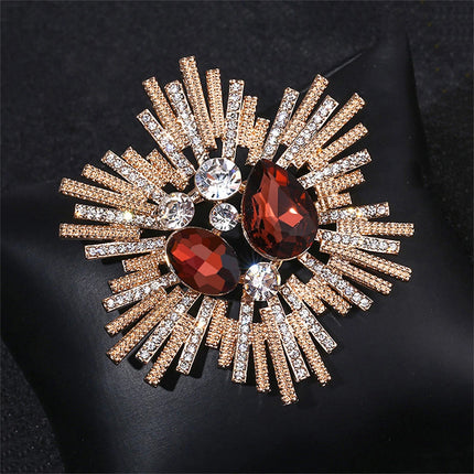 New Shiny Sun flower Brooches For Women Luxury Big Pearl Rhinestone Brooch Pins Jewelry Dress Suit Accessories Wedding Gifts