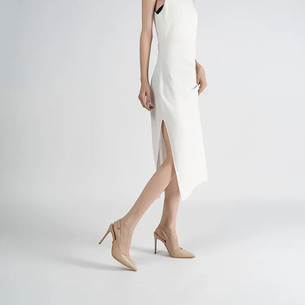 New high-heeled shoes for women with slim heels and pointed back, fashionable, versatile, comfortable commuting sandals