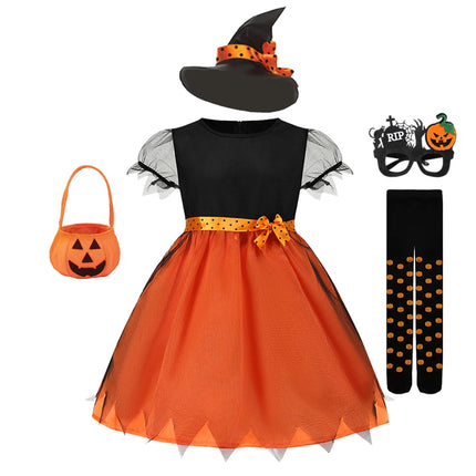 Pumpkin Costume Role Playing Girls Dress Carnival Party Halloween Cosplay Performance