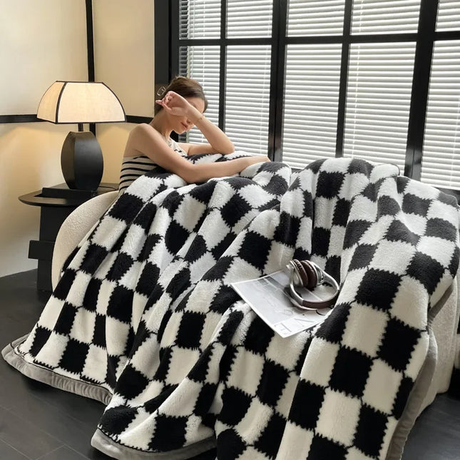 Plush Warm Winter Blanket A Grade Plaid Coral Fleece Soft Thick Bed Blankets for Sofa Single Double Couple Furry Bedspread