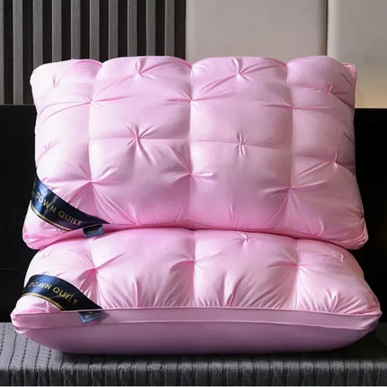 1PC Luxury 3D Bread Goose Down and Feather Bed Pillows for Sleeping Bedding 100% Cotton Cover with Natural Filling Soft Support