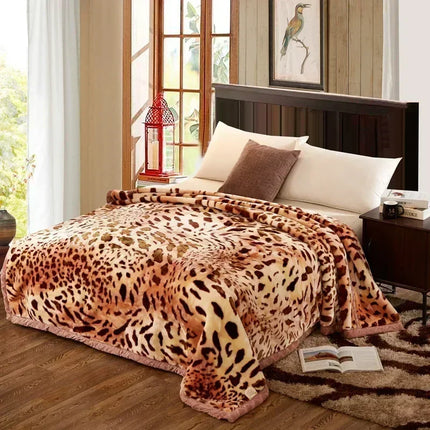 200*230cm 3.5Kg Thick Warm Fluffy Blankets Super Soft Raschel Stitch Double Layer Winter Mink Throw Fat Quilts Double Size