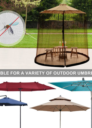 Parasols Net Adjustable Mosquito Net Cover Screen for Garden Umbrella Parasol Patio Table Bug Netting Cover with 2 Zipper Doors