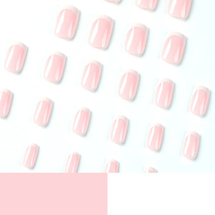 Simple White French Wearable Long Square Fake Nails Full Cover