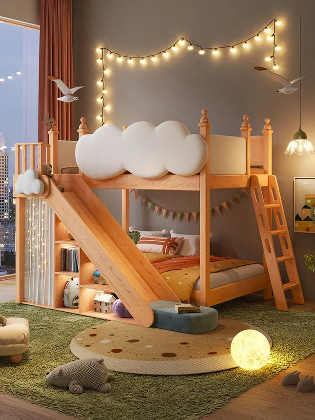 Clouds bunk beds, all-solid wood children's beds,