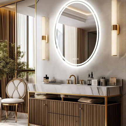 LED Bathroom Mirror Backlit Oval Vanity Mirror with Lights Wall Mounted Anti-Fog Lighted Bathroom Mirror Dimmable Makeup Mirror
