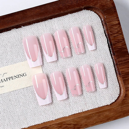 24pcs Short Square Yellow Lemon Press On Nails For Women Nude Pink