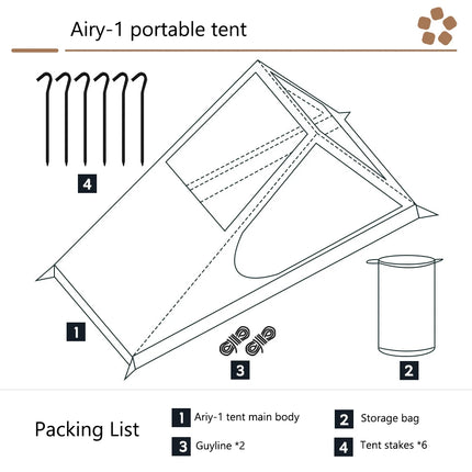 Outdoor camping mosquito-proof single hiking tent lightweight inner tent breathable pole-free tent backpacking tent 1 person