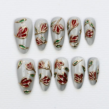 10Pcs 3D beautiful handmade Manicure Press On Nails