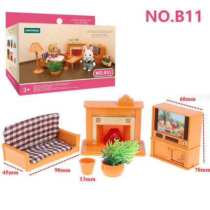 Forest Animal Family Dollhouse Furniture 1/12 Miniature Toys Girl Dolls Accessories