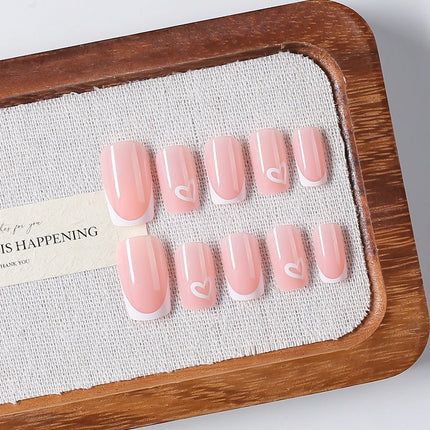 24pcs Short Square Yellow Lemon Press On Nails For Women Nude Pink