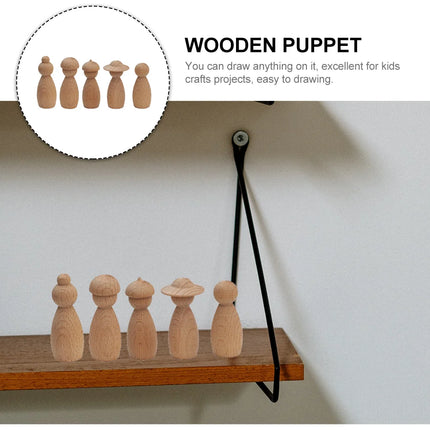 5 Pcs Suit Decoration Of Puppet Craft Kit Mini Paintable Peg People Wood Kits