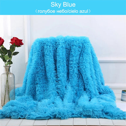 Double-sided Velvet Blanket Soft Fluffy Throw Blanket For Sofa Bed Long Plush