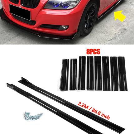 For BMW Accessories 3 Series E90 E91 320i 330i 2005-2011 Car Side Skirts 2.2M 86.6inch Extension Rocker Panels Lip Bumper ABS 8p