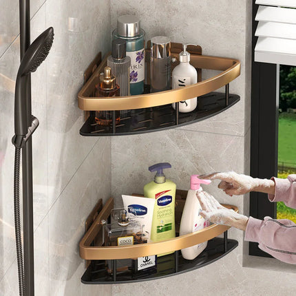 Bathroom Storage Rack No Drill Shelves Wall Mounted Corner Shelf Shower Holder For WC Shampoo