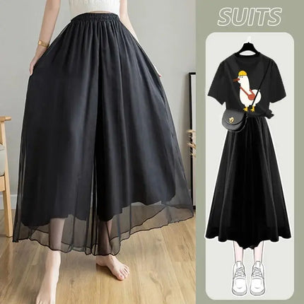 New Loose Versatile Elastic Waist Fashion Elegant Pant Skirt