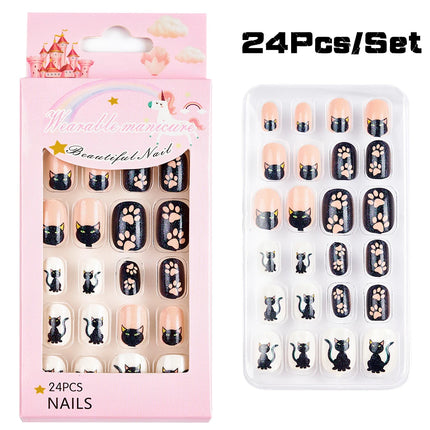 120Pcs Candy Child Nail Tips Full Cover Short False Kids Fingernails Colorful Festival  Press on Nails Grils Cute Manicure Tool%