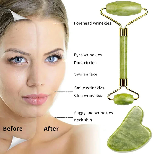 Massage Face Jade Roller Gua Sha Massage Tool Set for SPA Body visage