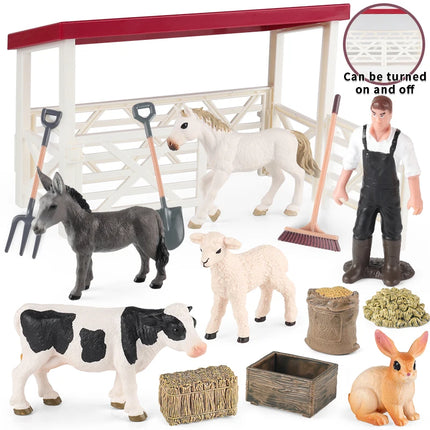 Farm Stable House Horseman Farmer Poultry Horse Animals Figurine Cute Kids Toy Gift