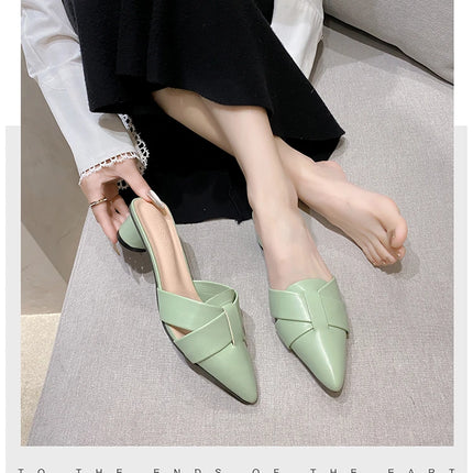 Summer Riband Decoration Slippers Women Fashion High Quality Round Heel Shoes Casual Sweet High Heels Plus Size 42 Women Sandals
