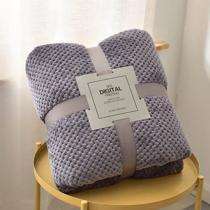 Solid Soft Warm Fleece Plaid Blankets and Bedspreads Living Room Bedroom Air