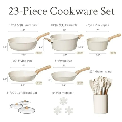 23 Pcs Pots and Pans Set, Nonstick Cookware Sets