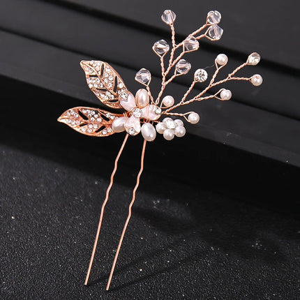 Fashion Crystal Pearl Rhinestone Hairpins Stick Hair Clip For Women Bridal Hair Accessories Party Wedding Hair Clips Jewelry