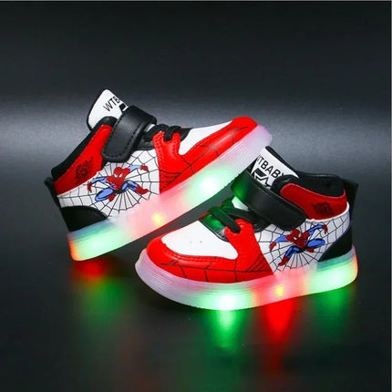 Disney Children's Led Light Shoes Fashion Aoger Spiderman Boys Sneakers Girls