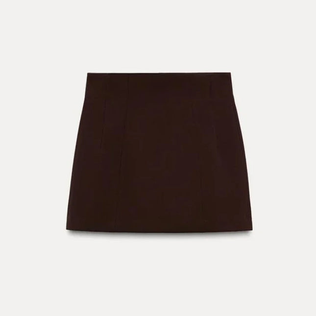 Elegant Blazer Mini Skirt Sets Women Brown Shoulder Pad Cinched Waist Suit Jacket A-line Skirts 2 Piece 2025 Office Lady Outfits