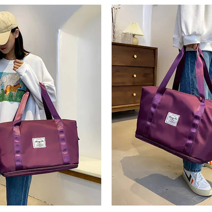 Carry On Travel Duffle Bag Nylon Waterproof Sports Gym Tote Bags for Women Large Capacity Storage Luggage Handbag