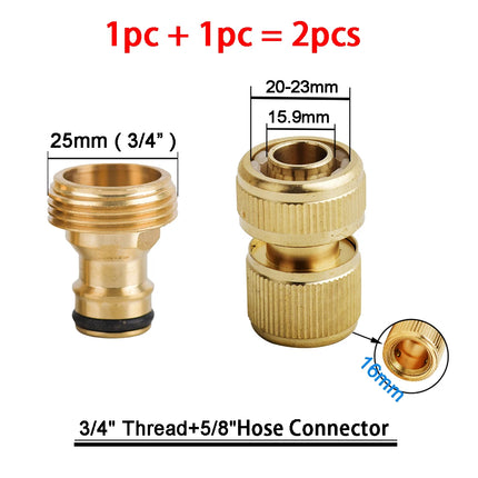1Sets Garden Hose Quick Connect Water Hose Fitting, 3/4 Inch 1/2 Inch Brass BSP Female
