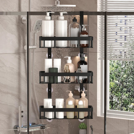 Bathroom wall mounted three-layer storage rack, door mounted rack, shower gel rack