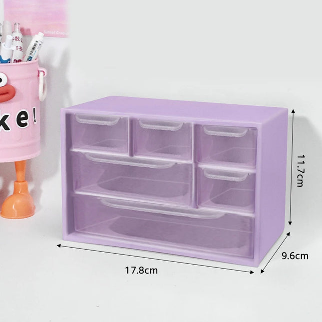 Multifunctional Transparent Six Grid Drawer Storage Box Multi-layer Desktop Storage Box Large Capacity Dustproof Organizing Box