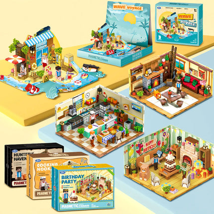 3D World Magnetic Building Blocks, Hunter + Cooking + Birthday Building Blocks Children's Toy Gift