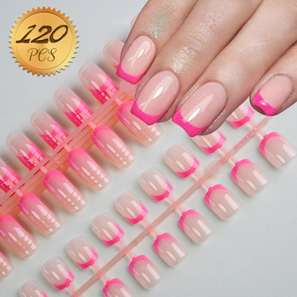 100Pcs Light Pink Press on Nails Short Medium Square