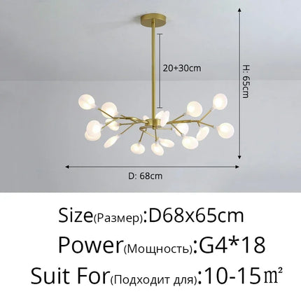 Modern Firefly LED Chandelier Black Gold For Living Room Bedroom Hall Home Decor Indoor Lighting Minimalist Ceiling Pendant Lamp