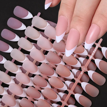 150Pcs Pre-made French False Nails Scarless Coffin Almond Fake Nail
