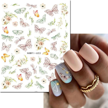 3d Nail Art Decals Elegant White RoyalBlue Roses Flowers