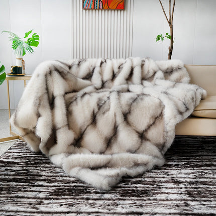 Luxury Faux Fur Blanket High-end Bed  Fox Fur Blankets For Beds Plaid on The Sofa