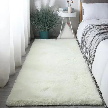 Fluffy Cream White Sheepskin Rug for Bedroom and Living Room Decor - Silk Wool Rugs  Rugs