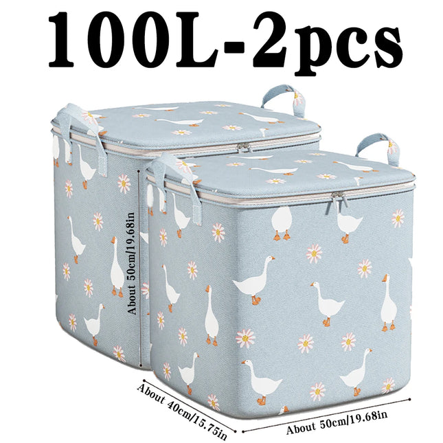 100/140/180L Clothes Quilt Storage Bag Household Large Capacity Quilt Storage Box Wardrobe Non-woven Clothing Moving Luggage