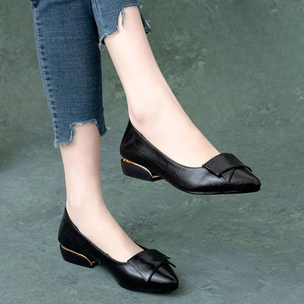 Woman Pumps Formal Low Heel Elegant Red Shoes For Women Moccasins Pointed Toe Y2k Premium Offer High Quality Social On E A