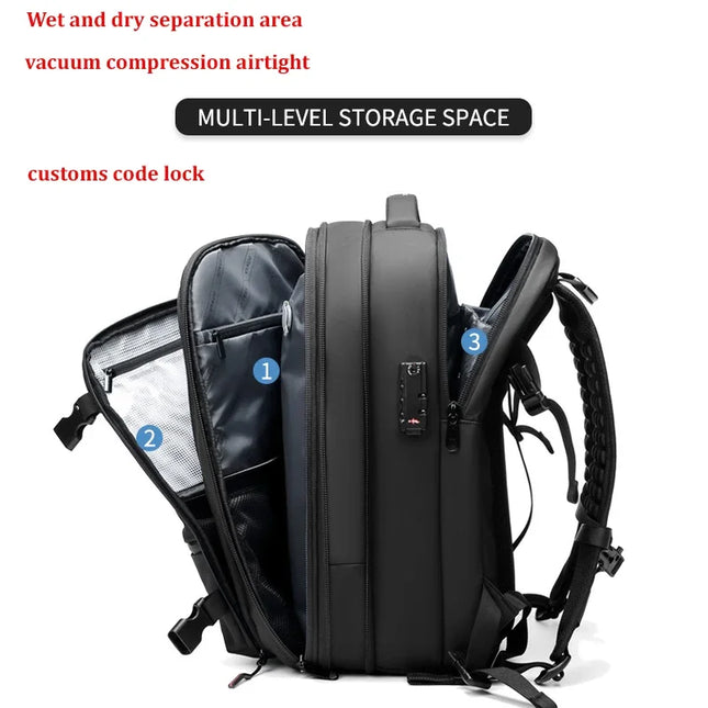 Travel Men 17 inch Laptop Backpack vacuum compression